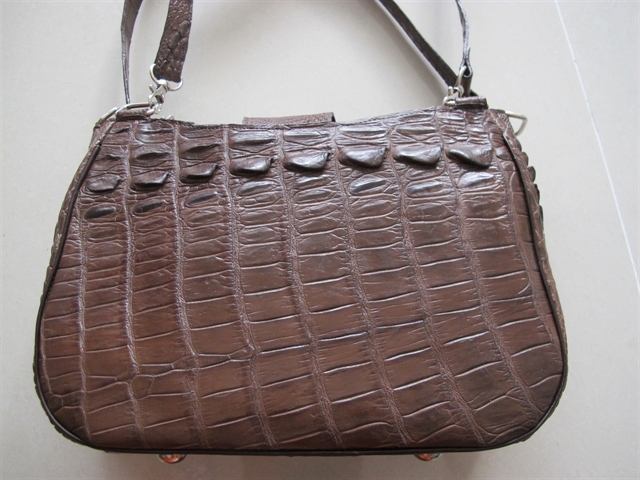 Túi xách nữ cá sấu màu nâu đất