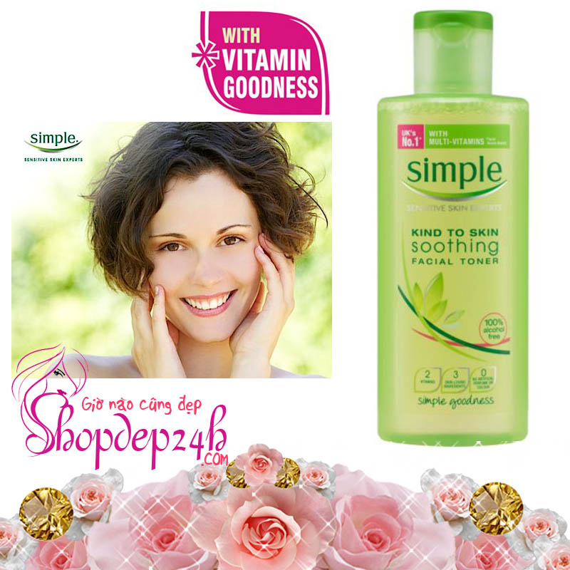 Nước hoa hồng Simple Kind To Skin Soothing Facial Toner 200ml