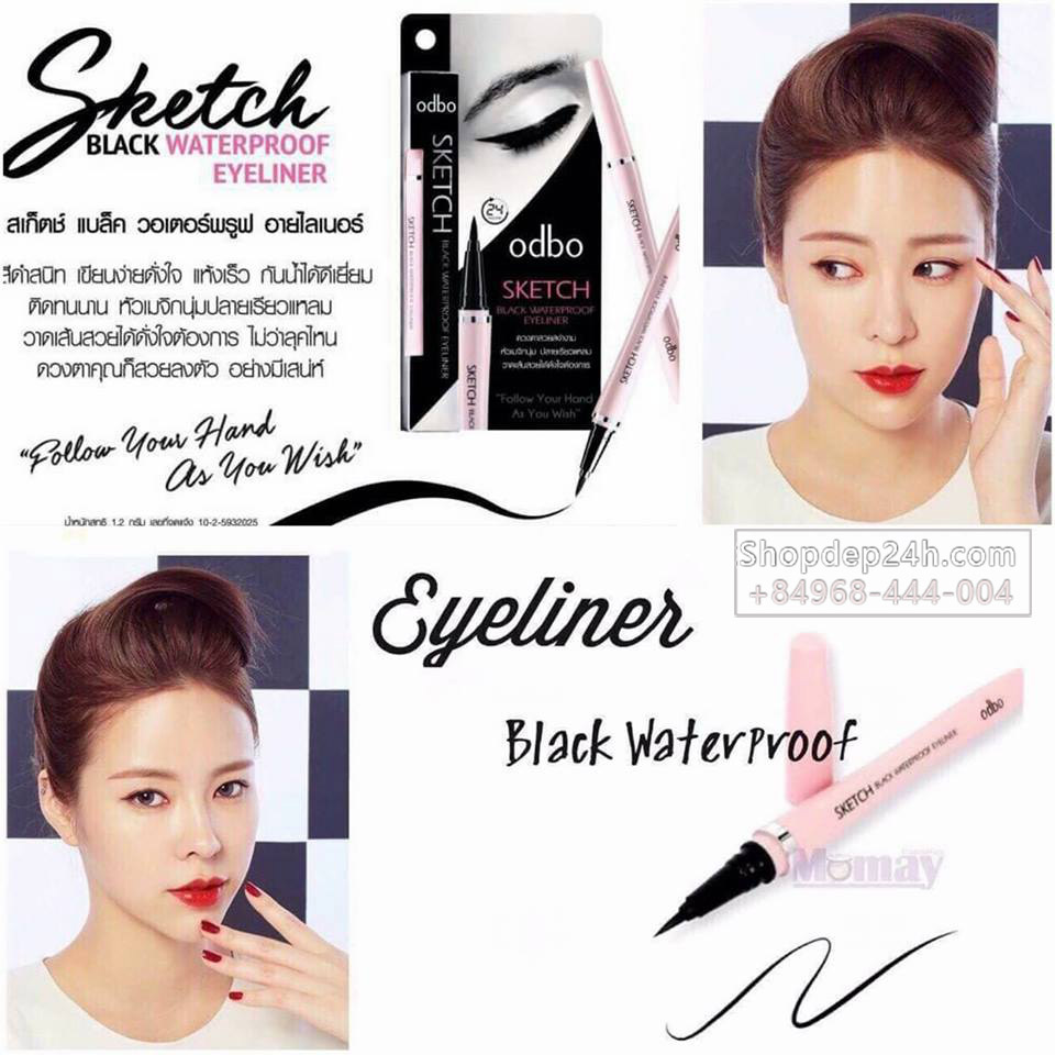 [Odbo] Kẻ dạ Odbo Sketch Black Waterproof Eyeliner 24h