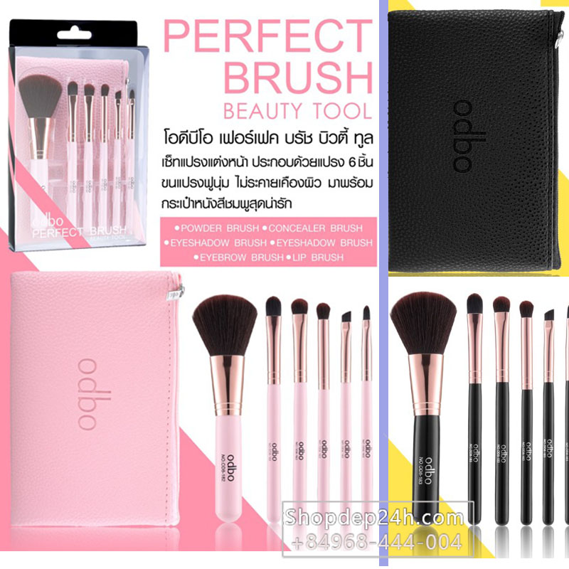 [Odbo] Bộ cọ trang điểm Odbo Thái Lan 6 cây kèm túi đựng